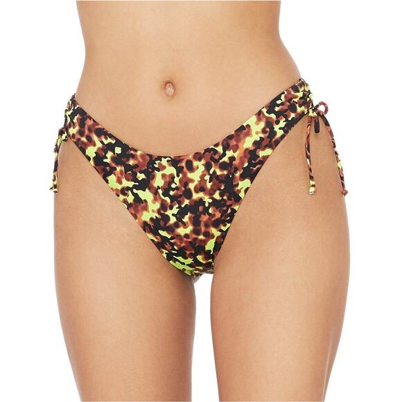 The Bikini Lab Women Neon Yellow Animal Side-Tie Swim Bikini Bottoms Size XL - Picture 1 of 2